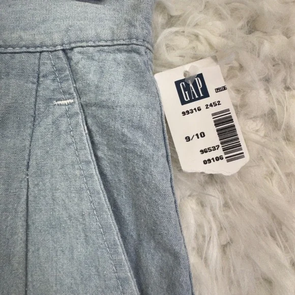 Gap Vintage 90s Pleated Chambray Shorts 9/10 Light Blue High Waisted Retro NOS - Picture 4 of 8